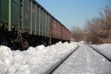 Fototapeta na wymiar freight train on a railroad