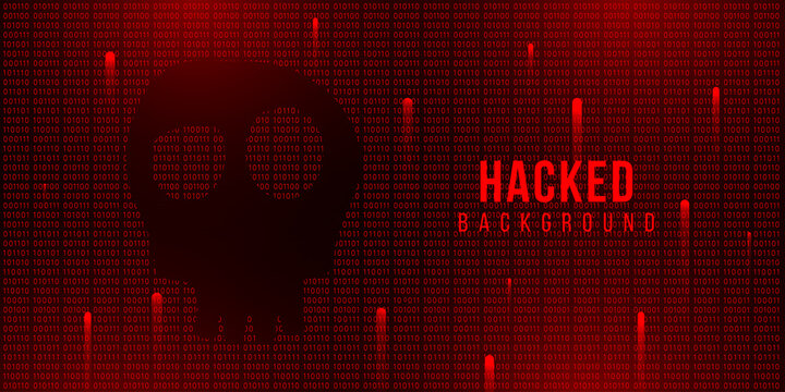 Hacked background with skull, Binary code technology concept