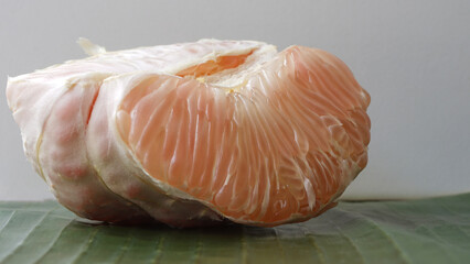 Close up of peeled grapefruit