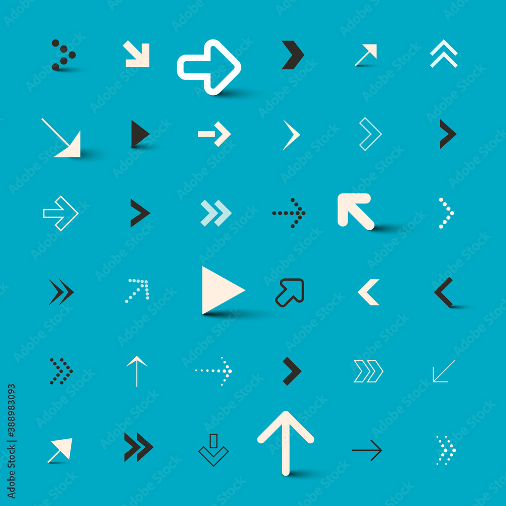 Wall mural arrows collection on blue background - vector arrow icons set