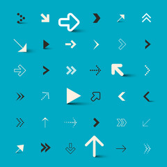 Arrows Collection on Blue Background - Vector Arrow Icons Set