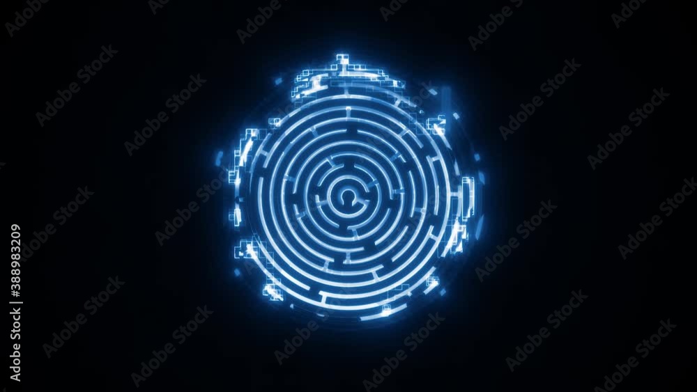 Poster Abstract Technology Data Security Icon Reveal Animation/ 4k animation of an abstract cyber technology background with glowing stylized file security icon logo reveal