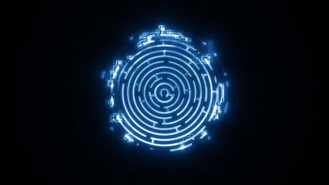 Abstract Technology Data Security Icon Reveal Animation/ 4k animation of an abstract cyber technology background with glowing stylized file security icon logo reveal