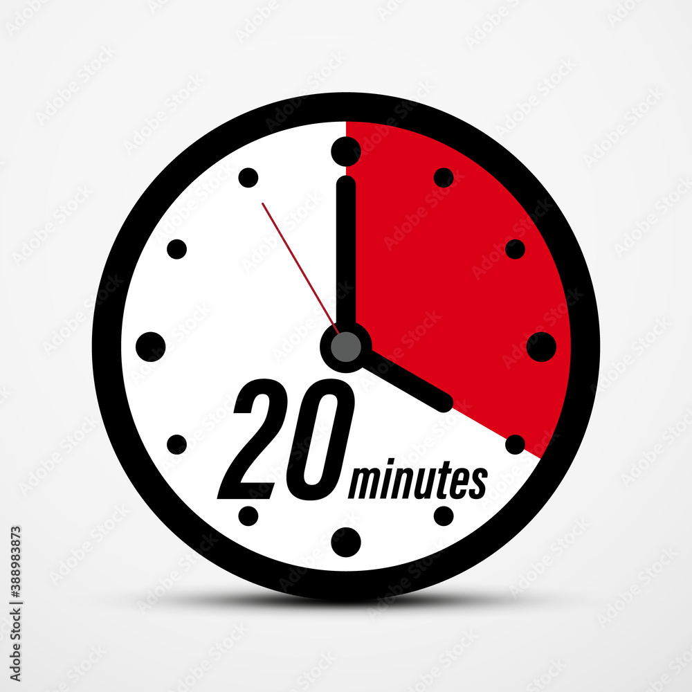 Poster 20 - twenty minutes clock symbol isolated - vector