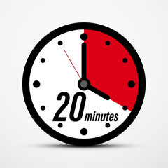 20 - Twenty Minutes Clock Symbol Isolated - Vector