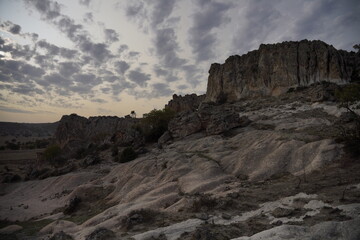 Sunset rain clouds in the rocky landscape in Phrygian Valley Park