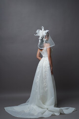 Portrait of beautiful young bride wedding dress