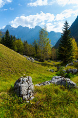 Soca valley, Triglav National Park, Trenta Valley, Julian Alps, Municipality of Bovec, Slovenia,...