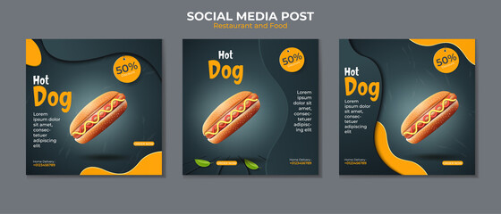 hotdog or fast Food social media post template.