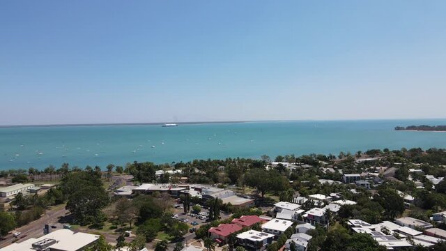 Aerial Rotating drone shot of Fannie Bay in Darwin, Northern Territory