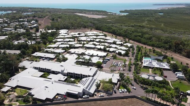 Moving Aerial Drone shot of Fannie Bay in Darwin, Northern Territory