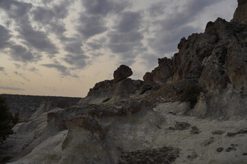 Sunset rain clouds in the rocky landscape in Phrygian Valley Park