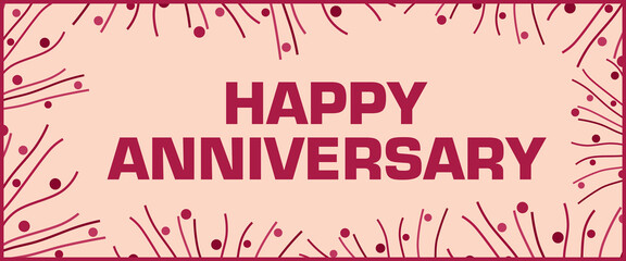 Happy Anniversary Pink Lines Dots Lines Horizontal 