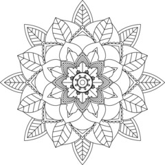 Easy Mandala coloring book simple and basic for beginners, seniors and children. Set of Mehndi flower pattern for Henna drawing and tattoo. Decoration in ethnic oriental, Indian style.