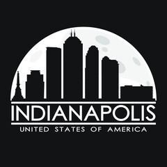 Fototapeta premium Indianapolis Full Moon Night Skyline Silhouette Design City Vector Art Logo.
