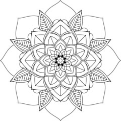 Easy Mandala coloring book simple and basic for beginners, seniors and children. Set of Mehndi flower pattern for Henna drawing and tattoo. Decoration in ethnic oriental, Indian style.