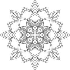 Easy Mandala coloring book simple and basic for beginners, seniors and children. Set of Mehndi flower pattern for Henna drawing and tattoo. Decoration in ethnic oriental, Indian style.