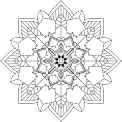 Easy Mandala coloring book simple and basic for beginners, seniors and children. Set of Mehndi flower pattern for Henna drawing and tattoo. Decoration in ethnic oriental, Indian style.
