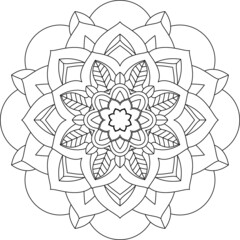 Easy Mandala coloring book simple and basic for beginners, seniors and children. Set of Mehndi flower pattern for Henna drawing and tattoo. Decoration in ethnic oriental, Indian style.