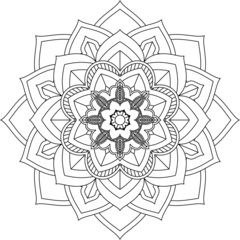 Easy Mandala coloring book simple and basic for beginners, seniors and children. Set of Mehndi flower pattern for Henna drawing and tattoo. Decoration in ethnic oriental, Indian style.