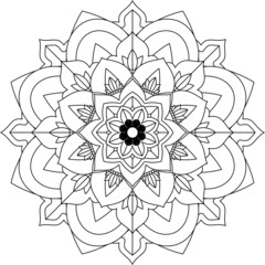 Easy Mandala coloring book simple and basic for beginners, seniors and children. Set of Mehndi flower pattern for Henna drawing and tattoo. Decoration in ethnic oriental, Indian style.