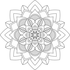 Easy Mandala coloring book simple and basic for beginners, seniors and children. Set of Mehndi flower pattern for Henna drawing and tattoo. Decoration in ethnic oriental, Indian style.