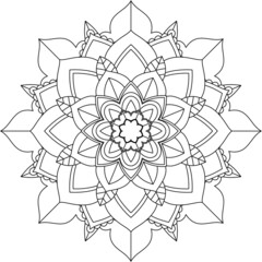 Easy Mandala coloring book simple and basic for beginners, seniors and children. Set of Mehndi flower pattern for Henna drawing and tattoo. Decoration in ethnic oriental, Indian style.