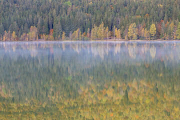 Autumn landscape at St. Ana Lake, in the heart of Transylvania, Romania	
