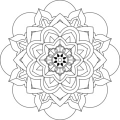 Easy Mandala coloring book simple and basic for beginners, seniors and children. Set of Mehndi flower pattern for Henna drawing and tattoo. Decoration in ethnic oriental, Indian style.