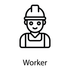  worker with helmet line vector icon