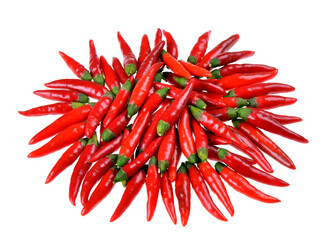 Red hot chili peppers on white isolated background