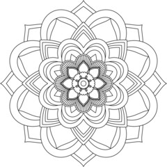 Easy Mandala coloring book simple and basic for beginners, seniors and children. Set of Mehndi flower pattern for Henna drawing and tattoo. Decoration in ethnic oriental, Indian style.