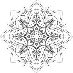 Easy Mandala coloring book simple and basic for beginners, seniors and children. Set of Mehndi flower pattern for Henna drawing and tattoo. Decoration in ethnic oriental, Indian style.