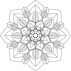 Easy Mandala coloring book simple and basic for beginners, seniors and children. Set of Mehndi flower pattern for Henna drawing and tattoo. Decoration in ethnic oriental, Indian style.