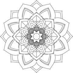 Fototapeta premium Easy Mandala coloring book simple and basic for beginners, seniors and children. Set of Mehndi flower pattern for Henna drawing and tattoo. Decoration in ethnic oriental, Indian style.