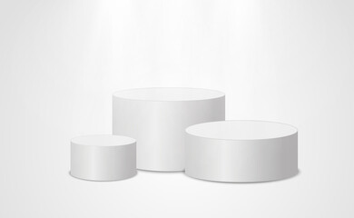 White podium or platform with spotlights. A pedestal for rewarding the winners.	
