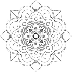 Easy Mandala coloring book simple and basic for beginners, seniors and children. Set of Mehndi flower pattern for Henna drawing and tattoo. Decoration in ethnic oriental, Indian style.