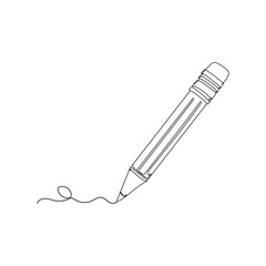 Wooden pencil - one line drawing. Vector illustration continuous line drawing
