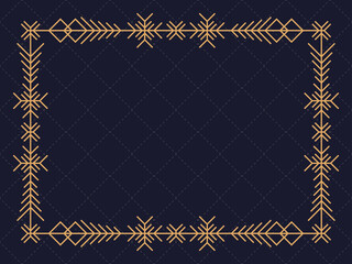 Art deco christmas frame with snowflakes. Art line vintage linear border. Design a template for invitations, leaflets and greeting cards. The style of the 1920s - 1930s. Vector illustration