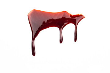A blood spatter. A blood flowing down. Bloody pattern. Concepts of blood can be used in design