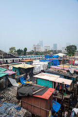 Fototapeta na wymiar 25/10/2020 View Of Dhobi Ghat is an open air laundromat in Mahalaxmi Mumbai Maharashtra India