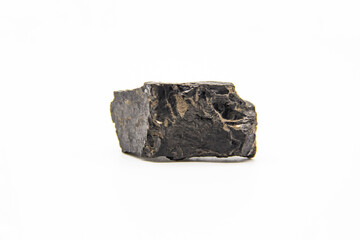 Natural black coal isolated in white background. Dirty coal stones.