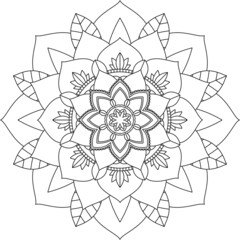 Easy Mandala coloring book simple and basic for beginners, seniors and children. Set of Mehndi flower pattern for Henna drawing and tattoo. Decoration in ethnic oriental, Indian style.