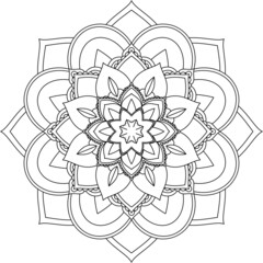 Easy Mandala coloring book simple and basic for beginners, seniors and children. Set of Mehndi flower pattern for Henna drawing and tattoo. Decoration in ethnic oriental, Indian style.