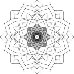 Easy Mandala coloring book simple and basic for beginners, seniors and children. Set of Mehndi flower pattern for Henna drawing and tattoo. Decoration in ethnic oriental, Indian style.