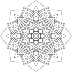Easy Mandala coloring book simple and basic for beginners, seniors and children. Set of Mehndi flower pattern for Henna drawing and tattoo. Decoration in ethnic oriental, Indian style.
