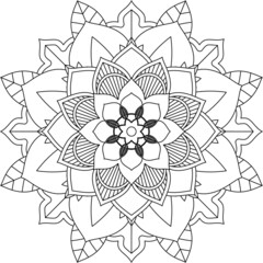 Easy Mandala coloring book simple and basic for beginners, seniors and children. Set of Mehndi flower pattern for Henna drawing and tattoo. Decoration in ethnic oriental, Indian style.