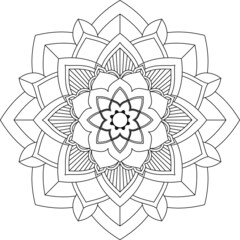 Easy Mandala coloring book simple and basic for beginners, seniors and children. Set of Mehndi flower pattern for Henna drawing and tattoo. Decoration in ethnic oriental, Indian style.