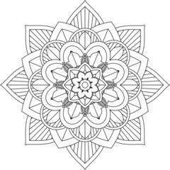 Easy Mandala coloring book simple and basic for beginners, seniors and children. Set of Mehndi flower pattern for Henna drawing and tattoo. Decoration in ethnic oriental, Indian style.