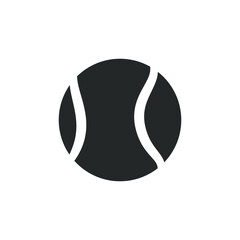 Tennis ball silhouette icon logo sign symbol. Simple flat black vector illustration design.